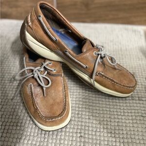 Cole Haan Tan and Cream Boat Shoes